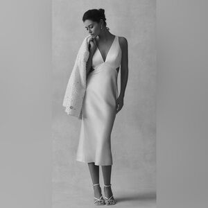 Sachin + Babi White Slip Dress Plunge Neckline Sleeveless